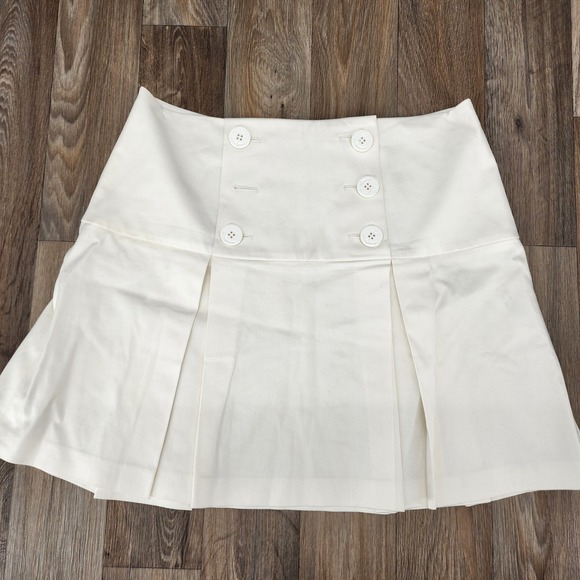Red Valentino Women's EU 44/US 8 Nautical Mini Skirt Pleated Button Front White‎ - Picture 1 of 13